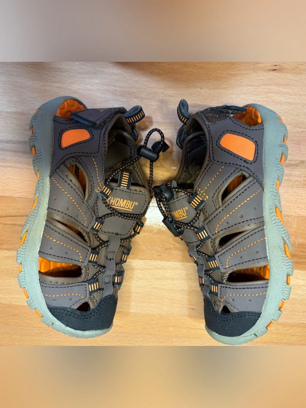Khombu Brown and Orange Kids Outdoor Trek Sandals